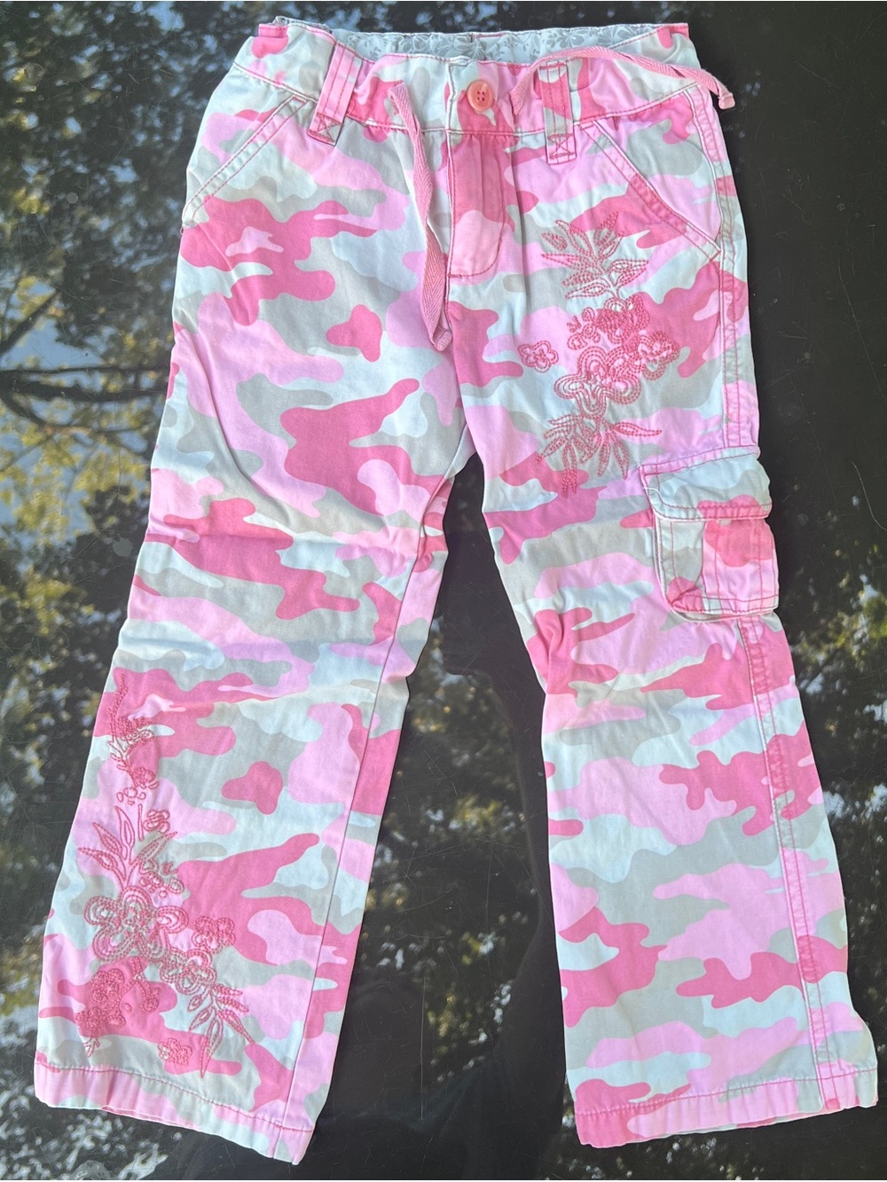 Y2K HTF Cherokee Girls Size 5 Pink Camo Embroidered Pockets